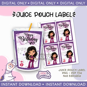 メキシコの歌手のジュースポーチバッグのラベル、インスタントダウンロード、メキシコの歌手のジュースポーチバッグのラベルデジタル印刷可能、編集不可