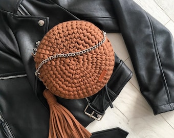 Crochet bag premium wedding party round