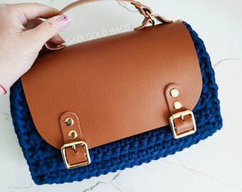 Natural leather flap crochet bag premium wedding Gabi Gold Bags