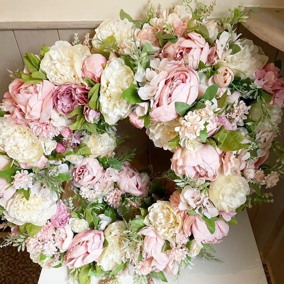 Pretty in Pink Door Wreath Large Door Wreath Spring Wreaths Etsy