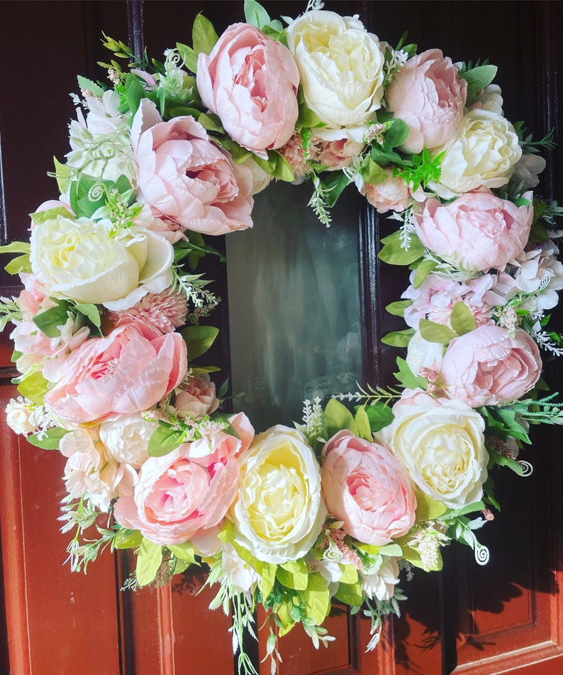 Pretty in Pink Door Wreath Large Door Wreath Spring Wreaths Etsy