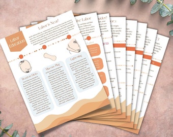 Paquete de educación laboral Folletos imprimibles PDF / Educación sobre el parto, parto y parto, doula de parto, trabajadora de parto, nueva mamá, enfermera registrada, etapas