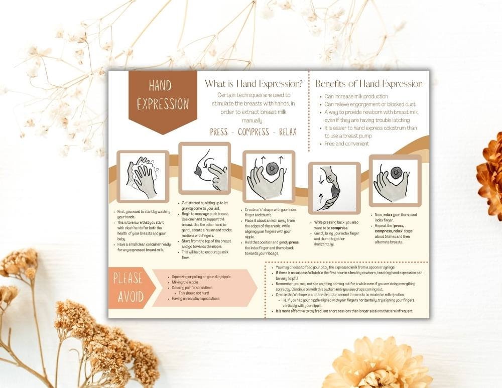 Hand Expression Handout Printable PDF Breastfeeding | Etsy