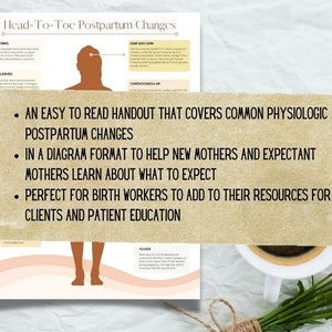 Post Birth Pdf Postpartum Body Changes Handout PDF Printable | Doula, Midwife, New Mom ...