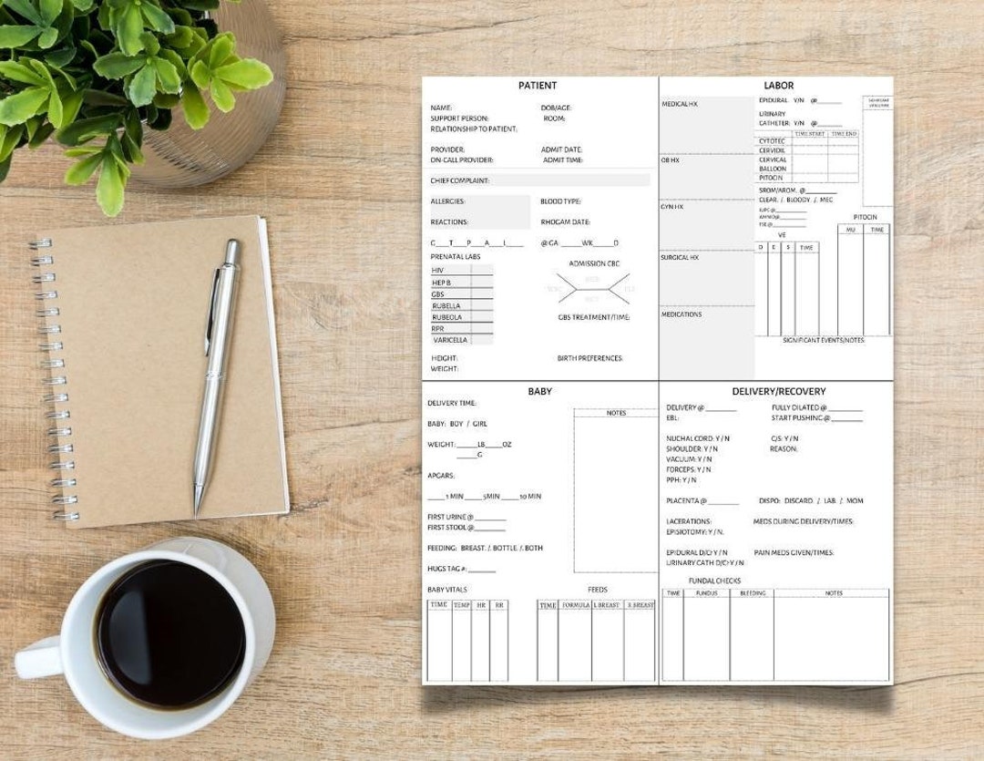 Labor and Delivery Nurse Report Sheet Printable PDF | RN, Template ...