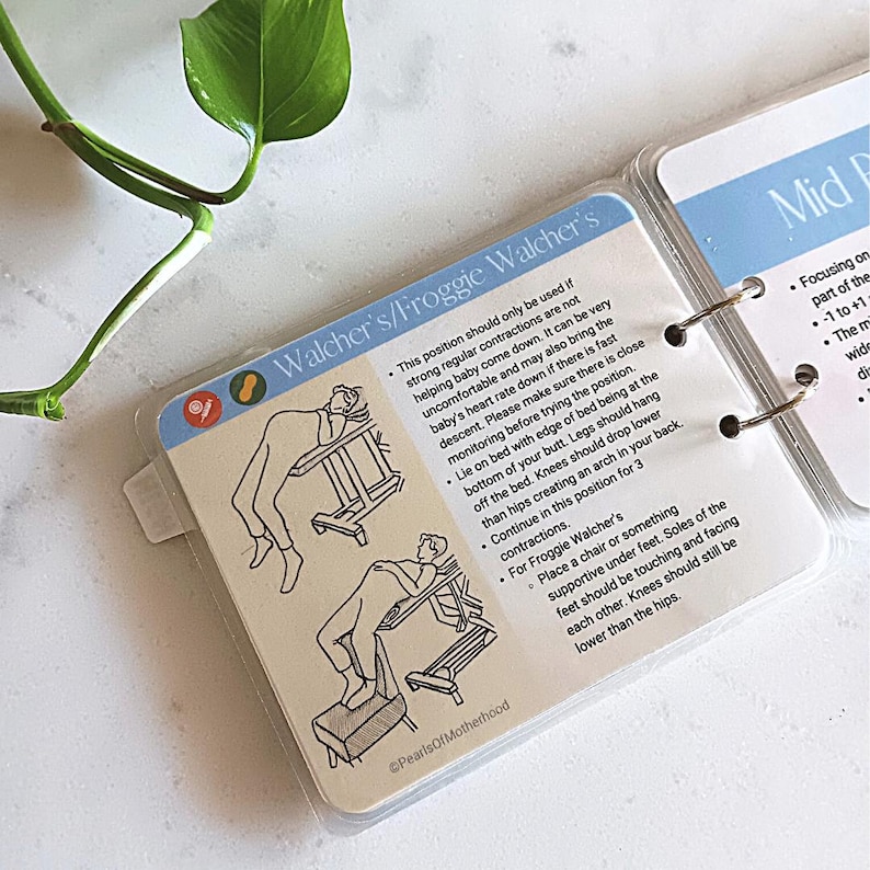 The Labor Positions Pocket Flipbook | Childbirth Education, Doula, Labor and Delivery Nurse, Midwife, RN, New Mom, Pregnancy, Epidural image 5