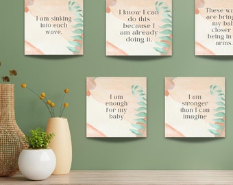 30 Pregnancy & Birth Affirmations PRINTABLE PDF Watercolor | New Mom, Self Love, Labor and Delivery, Childbirth, Gift Ideas, Baby Shower