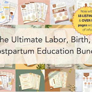 El paquete definitivo de educación sobre el parto, el nacimiento y el posparto (PDF IMPRIMIBLES) / Parto, Embarazo, Posparto, Doula, Trabajadora de parto, Partera