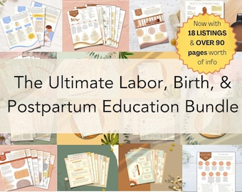 The Ultimate Labor, Birth, and Postpartum Education Bundle PRINTABLE PDFs | Childbirth, Pregnancy, Postpartum, Doula, Birth worker, Midwife