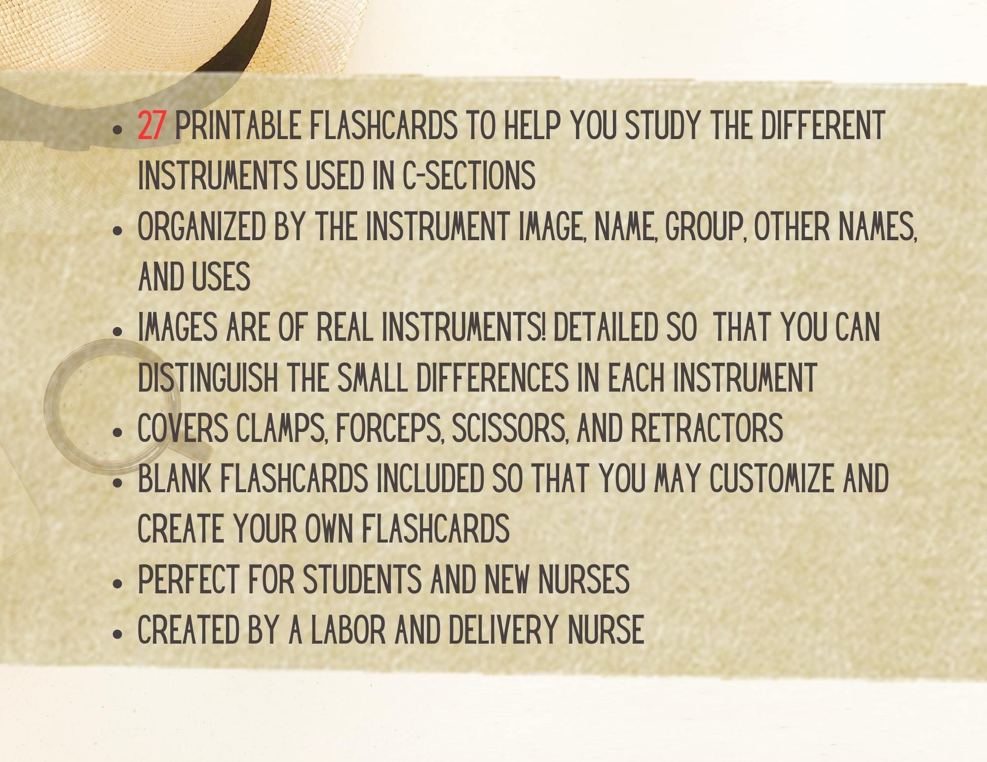 27 Labor and Delivery C-section Instruments Printable Flashcards PDF ...