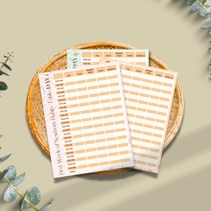 K&ouml;nnte beinhalten: Drei druckbare Tabellen zur Verfolgung der F&uuml;tterungsgewohnheiten eines Neugeborenen. Die Tabellen sind mit "Erste Woche der Neugeborenengewohnheiten - Tabelle - Tag 1", "Tag 2" und "Tag 3" beschriftet. Jede Tabelle enth&auml;lt Spalten f&uuml;r die Zeit, die Brust, die Pumpe, die F&uuml;tterung und die Formel.