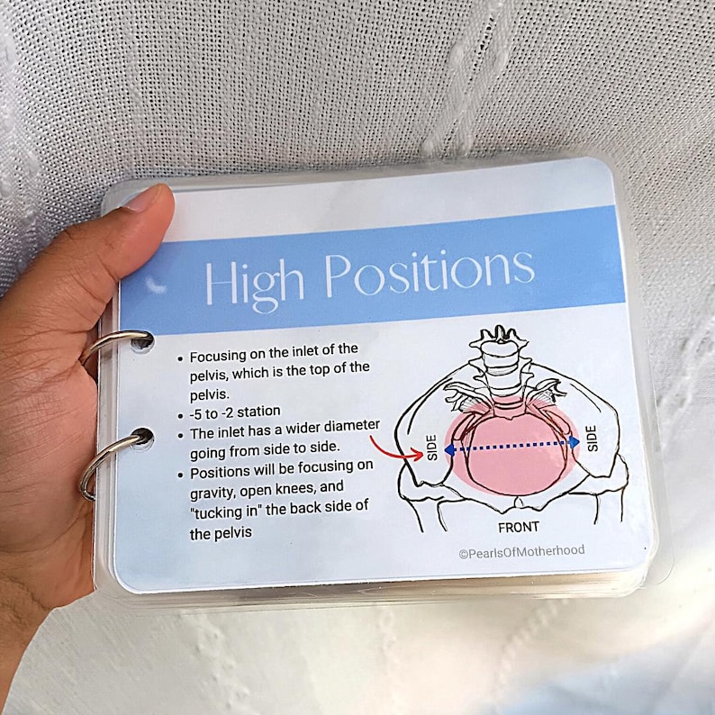 The Labor Positions Pocket Flipbook | Childbirth Education, Doula, Labor and Delivery Nurse, Midwife, RN, New Mom, Pregnancy, Epidural image 7