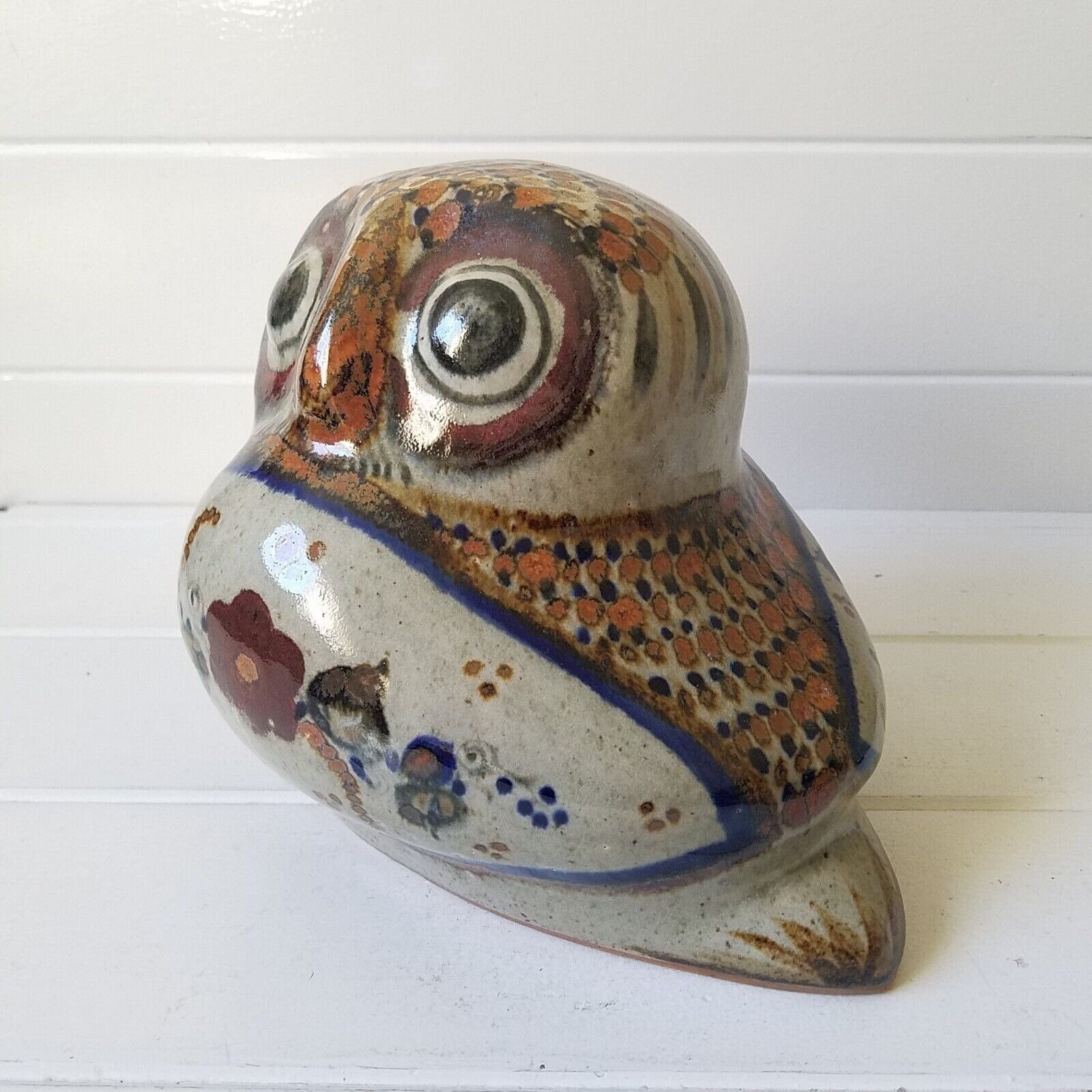 Vintage Tonala OWL Pottery Mexican Folk Art Large Signed - Etsy