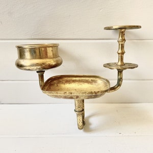 Brass Soap Cup Toothbrush Holder Vintage Wall Mount - MISSING PART Read Descript