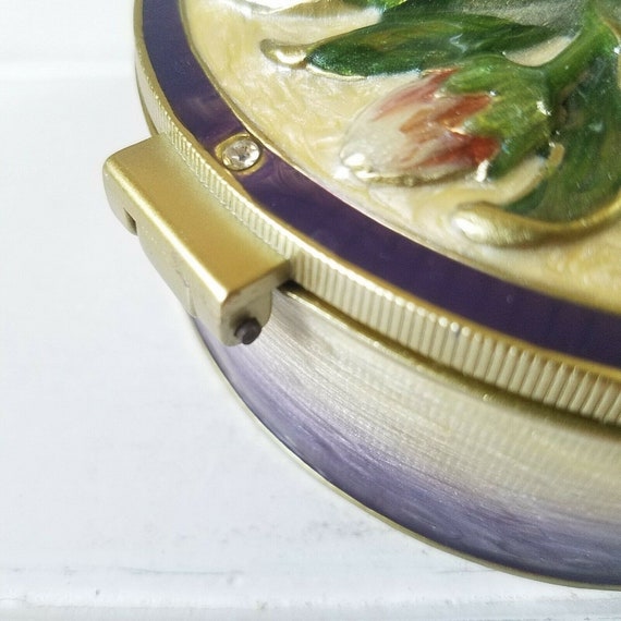 Enameled Brass Jewelry Trinket Box w/ Hinged Lid,… - image 6