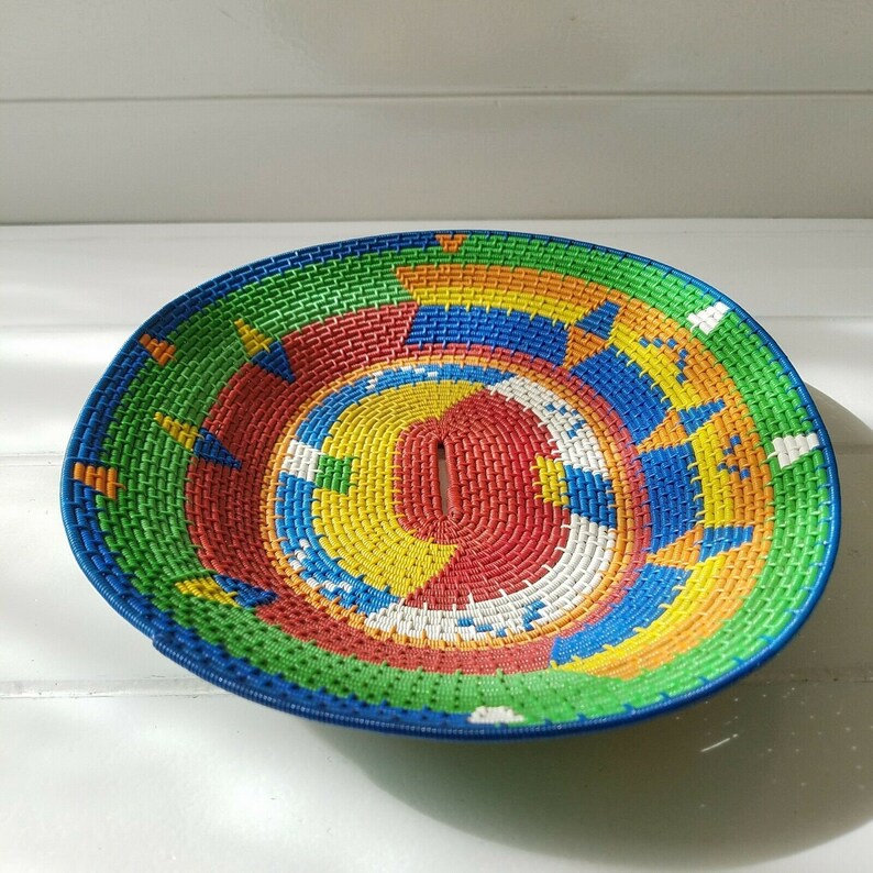 African Zulu Telephone Wire Basket Bowl Vintage Handmade Etsy