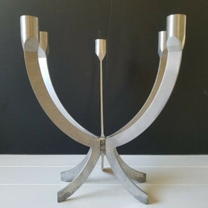 IKEA 5-arm Candelabra, Designed by Sigga Heimis, Brushed Metal Aluminum Retro Vintage