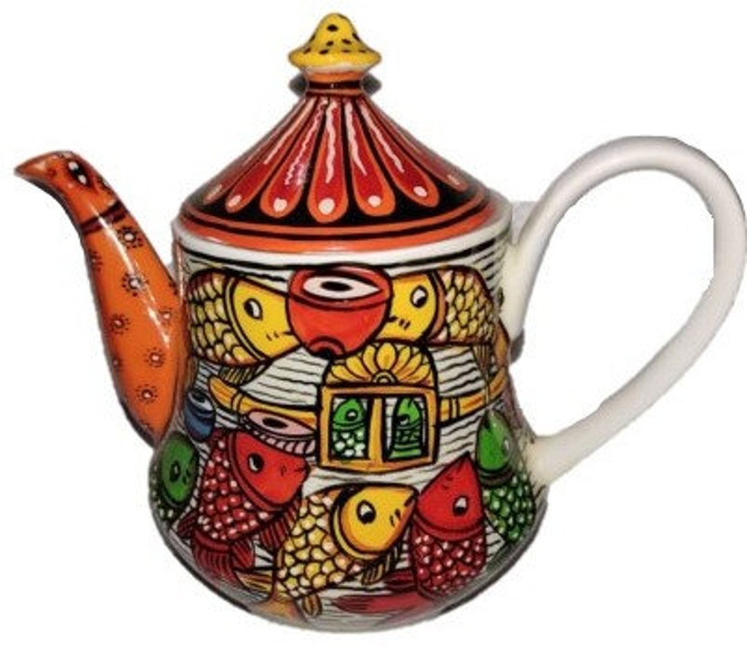 Traditional Patachitra Hand Painted Porcelain Tea Pot Etsy