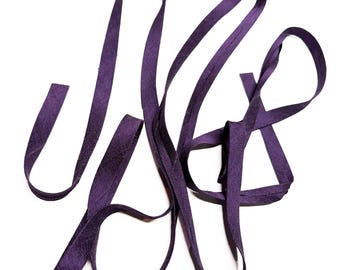 Silk dupioni bias tape seam binding • Amethyst Purple (purple and black mix) • By the yard
