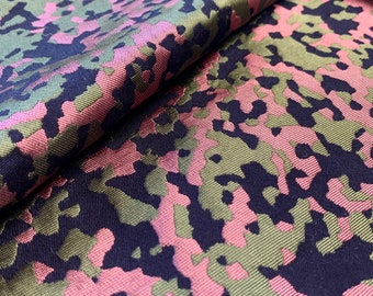 Rayon blend reversible camouflage brocade • by the half yard