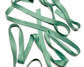 LIMITED EDITION • 100% silk charmeuse satin bias tape • Single or double fold • Jade • by the yard