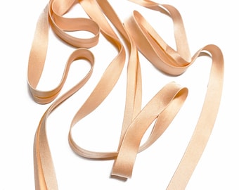 LIMITED EDITION • 100% silk charmeuse satin bias tape seam binding • Single or double fold • Apricot • By the yard