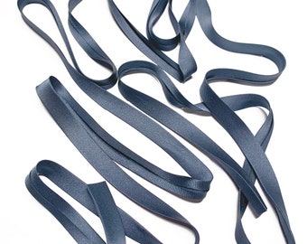 100% silk charmeuse satin bias tape seam binding • Single or double fold • Bluestone Gray • By the yard