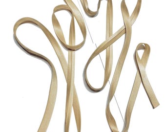 Silk charmeuse satin bias tape • Pale Gold • Short segments • By the yard