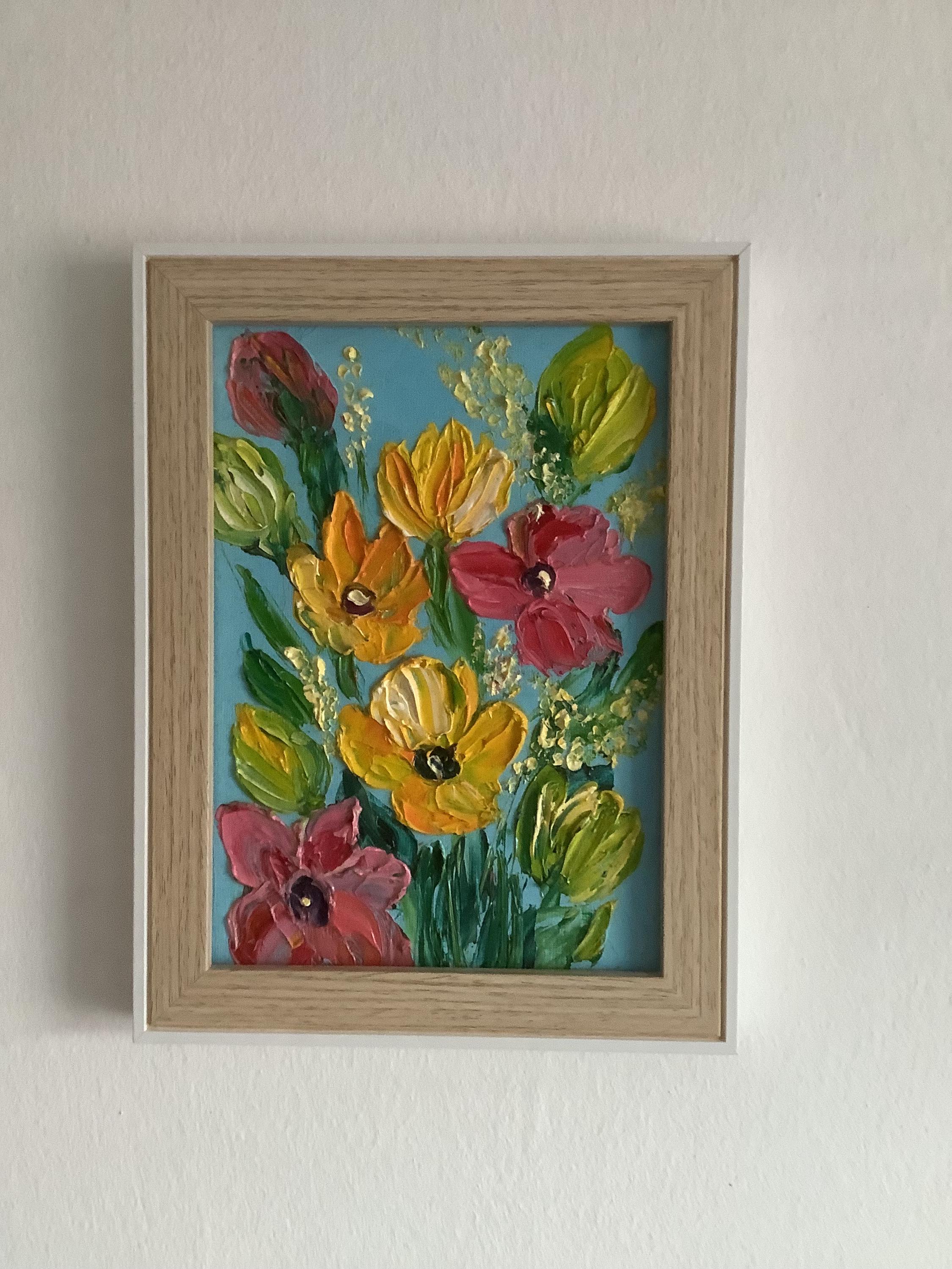 Floral Oil Painting, Small Impasto Flower Bouquet, Original Art