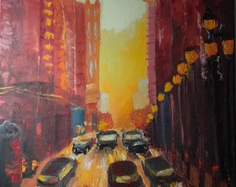 Stadsolieverfschilderij: handgemaakte stadsverkeerskunst