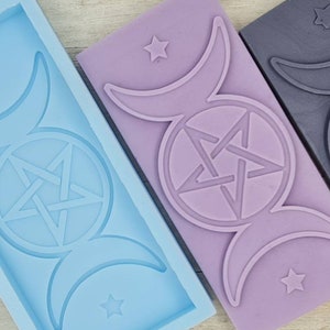 Triple Moon Pentacle Pagan Wiccan Goddess  Wax Melt Snap Bar Mould Mold Melts Pentagram