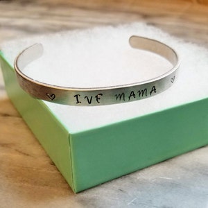 IVF Mama 1/4&quot; Cuff Bracelet Hand-stamped Aluminum, Copper or Brass