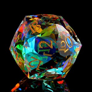 Dichroic Stern Faceset facettenreiches Prisma Zirkon Glas Dnd Würfel Set | Dungeons and Dragons Tabletop RPG Spiel MTG Rolle Polyedrische Würfel Set D20