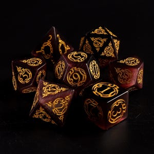Amaranth Color Full Set D&D Dice Set| Cat&#39;s Eye Stone Dice  |Gemstone D20 | Dungeons and Dragons Tabletop RPG Game MTG Role Polyhedral Dice
