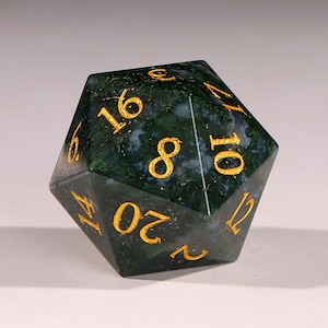Natürliche Moosachat Würfel Set| Edelstein W20 Würfel Set | Dungeons and Dragons Tabletop Gaming RPG DND Rolle Polyedrischen Gaming Würfel Set