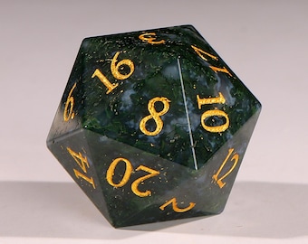 Set di dadi D&D in agata muschiata naturale / Set di dadi D20 in pietra preziosa / Set di dadi poliedrici per giochi di ruolo da tavolo Dungeons and Dragons (D&D)