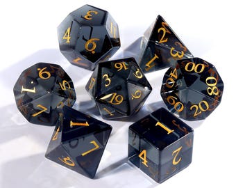 Schwarzes Glas D&D Würfel Set | Edelsteinwürfel Set | Dungeons and Dragons Tabletop RPG-Spiel MTG Rolle Polyedrischen Gaming Würfel-Set, Geschenk für ihn D20