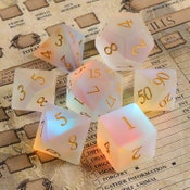 Full Dnd Dice Set | Satin Finish Dice | Rainbow Matt Glass| Dnd Gift |D20 Dice | D6| D10| D%| D4| Dungeons and Dragons Role Playing Games