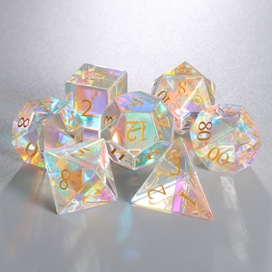 Fantastico set di dadi in vetro / Dadi Dnd / Dadi in vetro opaco arcobaleno / Dadi di cristallo / Dadi D20 / D6 / D10 / D% / D4 / Giochi di ruolo Dungeons and Dragons
