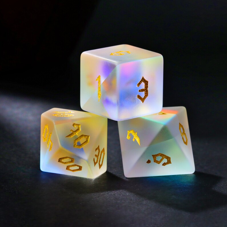 Dnd Dice Set Stained Glass Dice Rainbow Glass Dice Crystal Dice D20