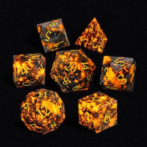 Full Set Yooperlite Gemstone Dice| Stone Dice Set |Engraved Gemstone| Dungeons and Dragons Tabletop RPG Game MTG Role Polyhedral Dice Set