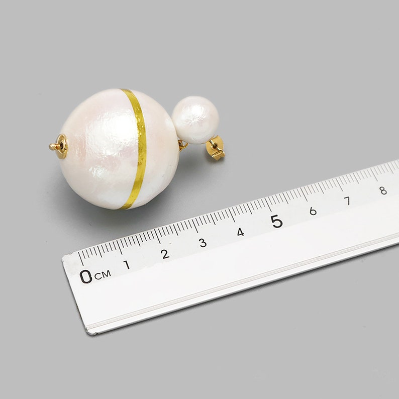 minimalist chuncky large cotton pearl stud earrings,Double beads,charm for her