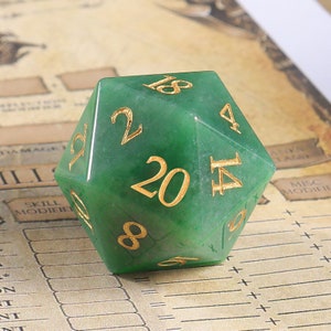 Natural Green Jade DnD Dice Set| Gemstone D20 Dice Set| Dungeons and Dragons Tabletop Gaming RPG DND Role Polyhedral Gaming Dice Set