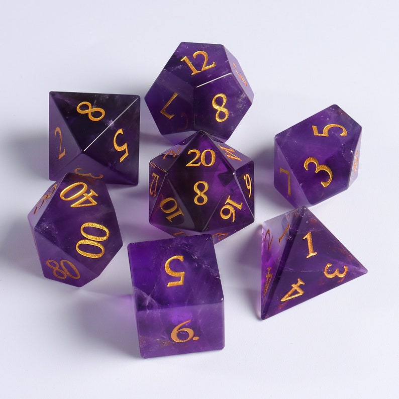 Amethyst Dnd Dice Set| Gemstone Dnd Dice Set |natural Gemstone ...
