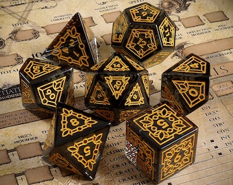 Vintage Style Grey Glass DnD Dice Set| Gemstone D20 Dice Set| Dungeons and Dragons Tabletop Gaming RPG DND Role Polyhedral Gaming Dice Set