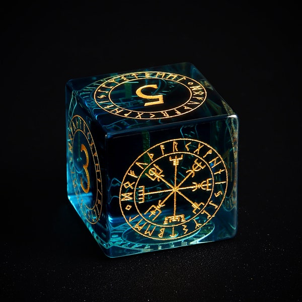 Viking Blue Dnd Dice Set | Gemstone Dice Set | K9 Crystal Dice| Dungeons and Dragons Tabletop RPG Game MTG Role Polyhedral Dice Set