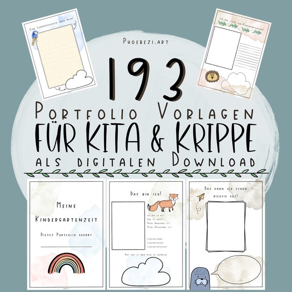 193 Portfolio Vorlagen für Kindergarten und Krippe!