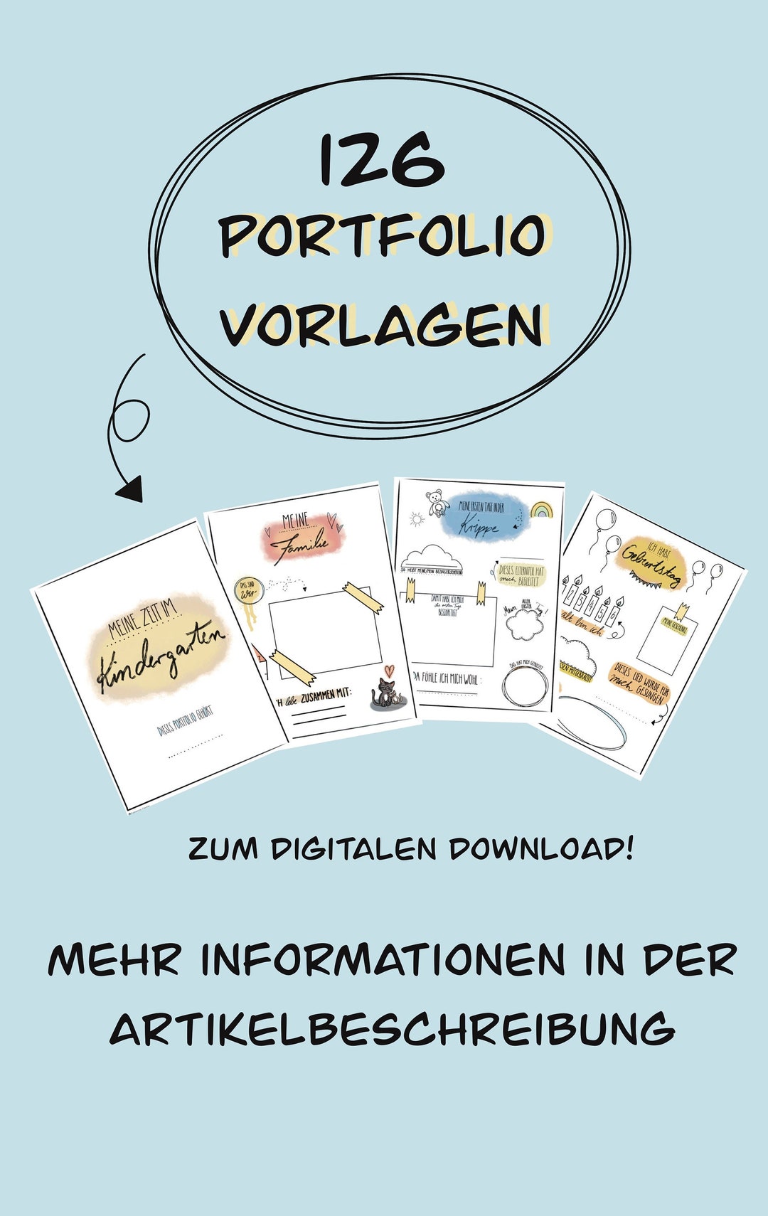  126 Kindergarten Portfolio Vorlagen - Etsy.de Motiv 