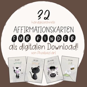 32 tarjetas de afirmación para niños, dibujadas a mano, bricolaje