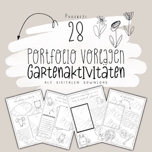 28 portfolio templates for garden activities in black and white, for daycare, crèche & child day care!